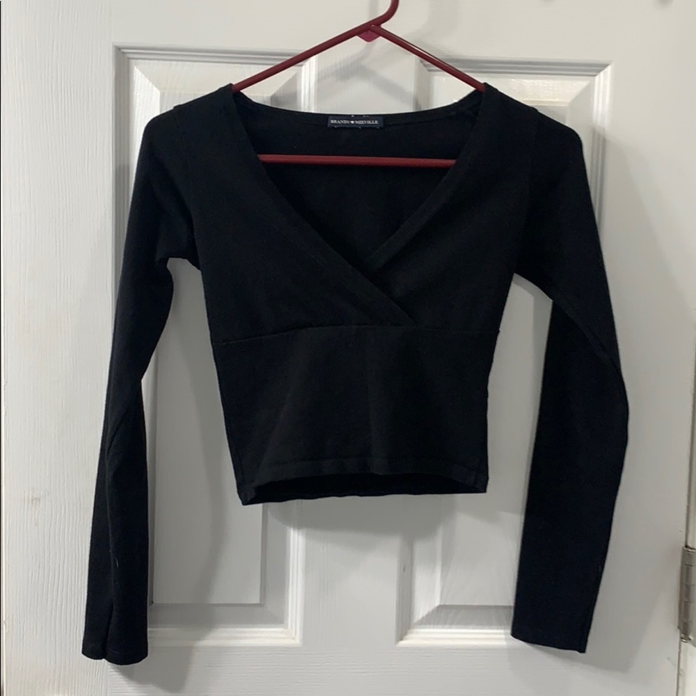 brandy melville cross long sleeve crop top